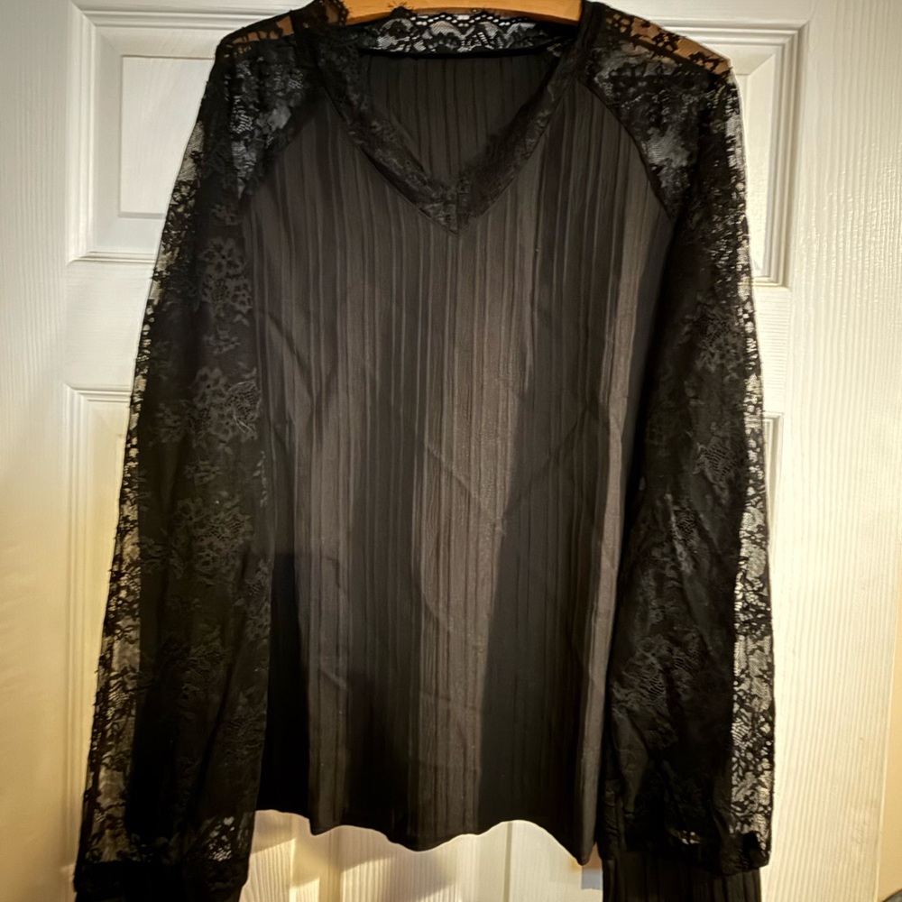 Black blouse w/black lace sleeves